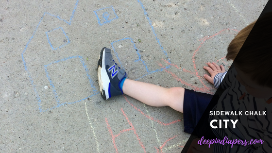 Kid Playing Sidewalk Chalk City